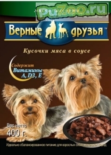 Верные друзья - консервы мясное ассорти для взрослых собак мелких пород / пауч