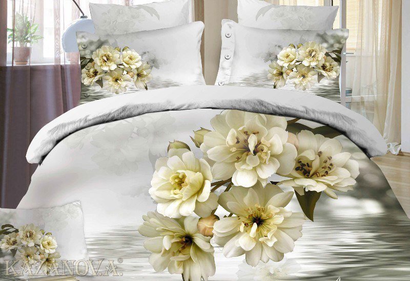 Комплект постельного белья кпб евро сатин ванильное утро мол цветы
