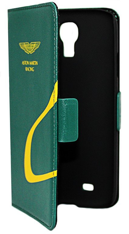 Чехол-книжка Aston Martin Racing для Samsung i9500 Galaxy S4 зелёная/жёлтая