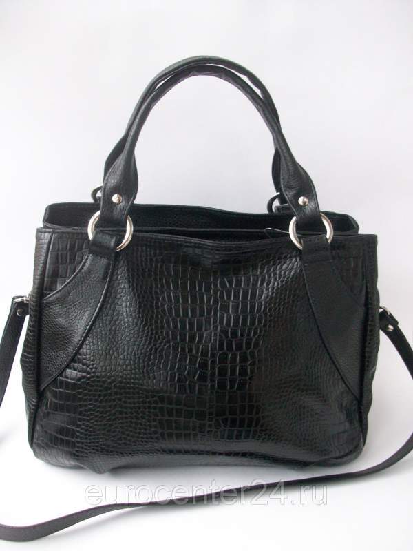 Черная кожаная женская сумка  Р 223-1
