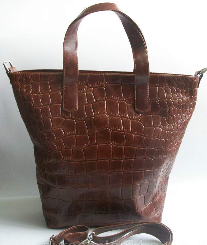 Мегастильная коричневая сумка из натуральной кожи  М 400