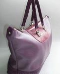 Фиолетовая большая кожаная сумка М 300