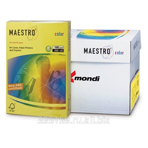 Бумага Maestro color А4, 160 г/м2, 250 л., интенсивная канареечно-желтая CY39