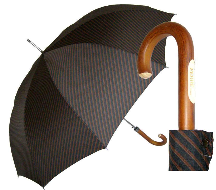 Мужской зонт-трость с деревянной Dark brown  арт.2008-br