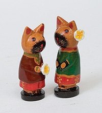 В1-0291 статуэтки mini кот и кошка с цветком, набор 2 шт. (в упаковке) (784634)