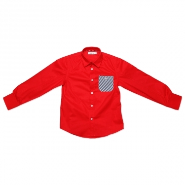 Рубашка для мальчика однотонная, с длинным рукавом, цвет красный