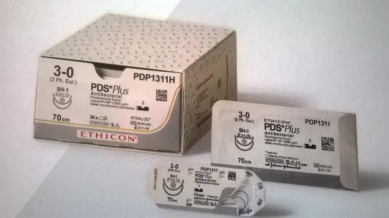 Материал шовный ПДС ПЛЮС 6/0, 60 см, фиолетовый ,Код PDP1032H , игла СС 13 мм х 2, 3/8 ;упаковка 36 , фирма  Ethicon
