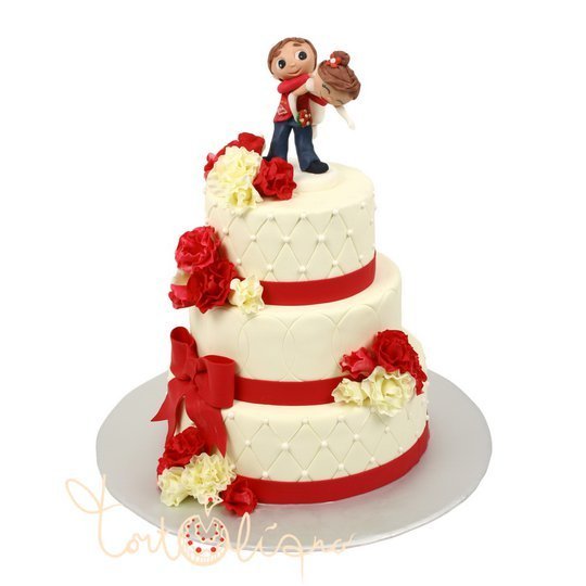 Свадебный торт Love is c цветами №597