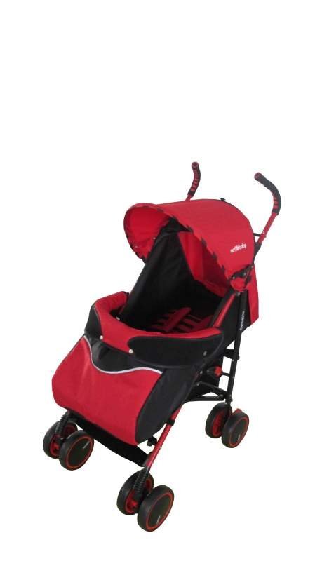 Самая легкая детская коляска трость с капором до бампера и лежачим положением спинки ECOBABY Tropic, цвет Red, оптом
