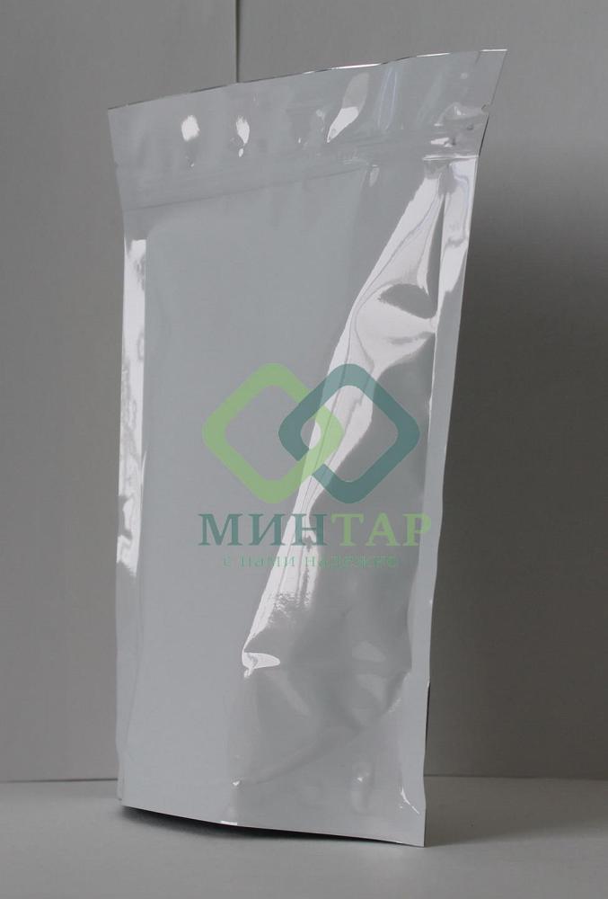 Пакет металлизированный белый глянец с замком зип-лок