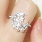 S925 Sterling Silver Ring Diamond Pearl Moon Ring - Раздел: Галантерея, бижутерия, ювелирные изделия