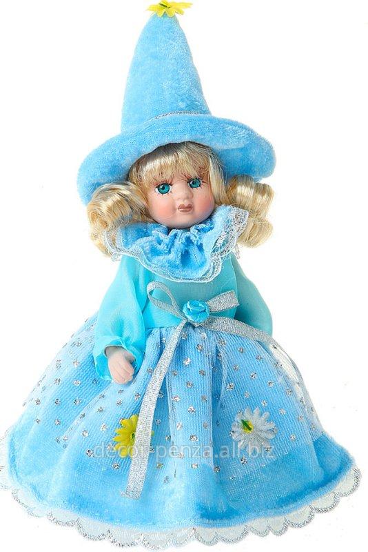 Кукла коллекционная  Антонина в платье небесного цвета  17 см 136071