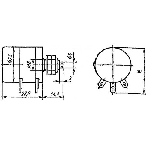 Резистор переменный проволочный ПП3-47 3 Вт 10 кОм±10%