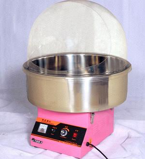 Оборудование для производства сладкой ваты с прозрачным  колпаком от пыли.