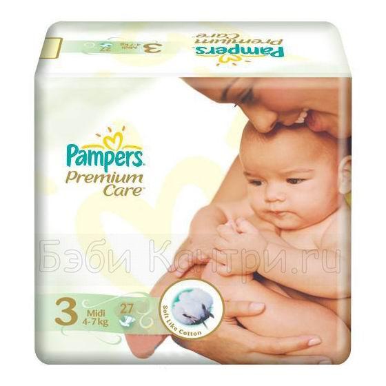 Подгузники Pampers Памперс Premium Care 4-9 кг. 27 шт. 3