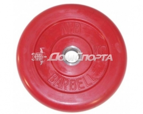 Диск обрезиненный, красный, 50 мм, 5 кг MB Barbell MB-PltC50-5