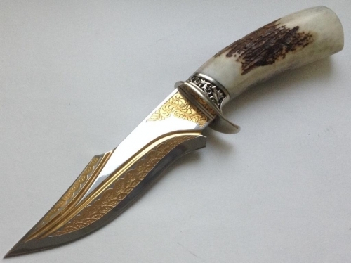 Авторский нож Скорпион. Позолота
