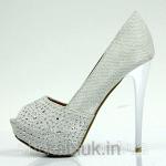 Туфли серебристые женские с открытим носком rb107-White