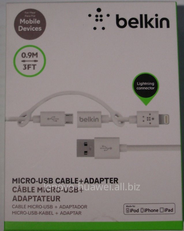 Кабель Belkin 0.9 m  micro USB + Adapter Белый