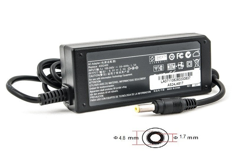 Блок питания для ноутбуков PowerPlant ASUS 220V, 9.5V 24W 2.5A (4.8*1.7) AS24J4817 Блок питания для ноутбуков PowerPlant ASUS 220V, 9.5V 24W 2.5A (4.8*1.7) AS24J4817