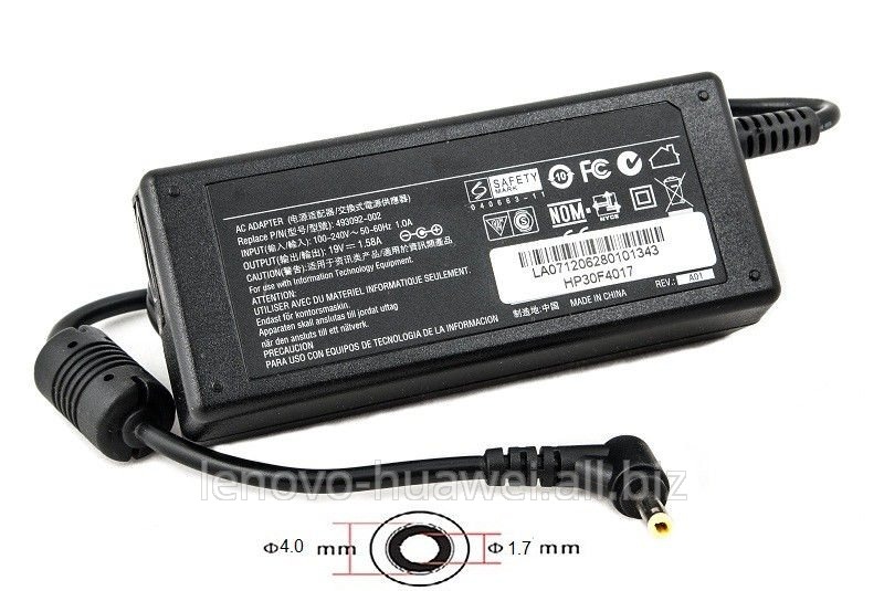 Блок питания для ноутбуков PowerPlant HP 220V, 30W: 19V 1.58A (4.0*1.7mm) HP30F4017