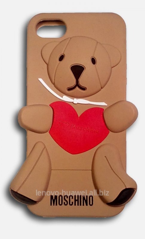 Чехол силиконовый Moschino Bear Вrown c сердцем для iPhone 5/5S