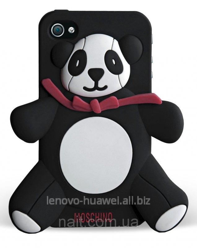 Чехол силиконовый Moschino Panda Black c бантом для iPhone 5/5S