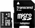 Карта памяти microSDHC 4Gb Transcend (Class 4) + Adapter SD