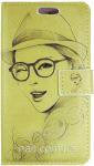 Чехол-книжка для iPhone 4G "Girl with glasses"