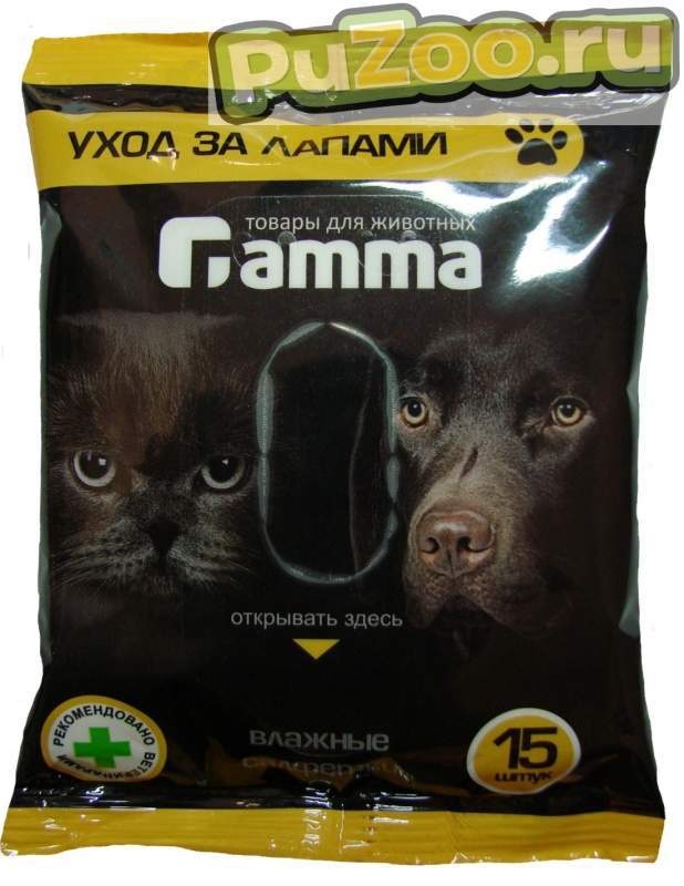 Gamma - салфетки влажные уход за лапами гамма для собак и кошек