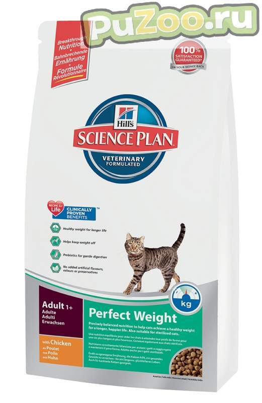 Hill's Science Plan Feline  Adult Perfect Weight - сухой корм с курицей для взрослых кошек всех пород идеальный вес