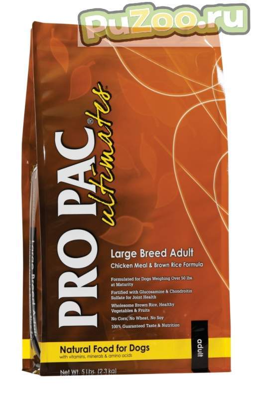 Pro pac ultimates large breed chicken meal & brown rice formula - сухой корм с курицей и коричневым рисом для взрослых собак крупных пород про пак алтимейт