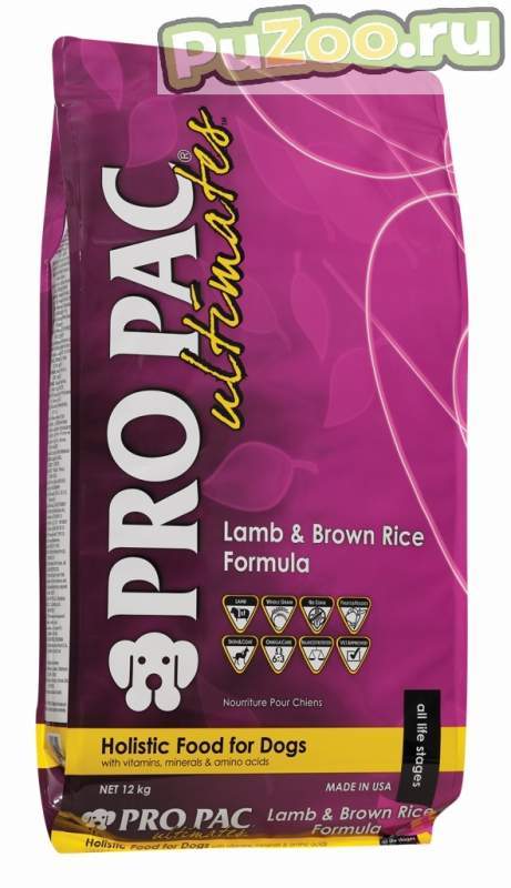 Pro pac ultimates lamb meal & brown rice formula - сухой корм с ягненком и коричневым рисом для взрослых собак всех пород про пак алтимейт