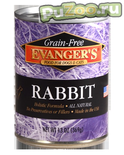 Evanger’s GF rabbit - консервы беззерновые с кроликом для собак и кошек всех пород эванджерс грэйн-фри