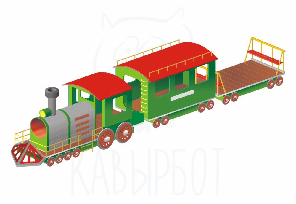 Игровой макет паровоз Экспресс + 2 вагона, лазы