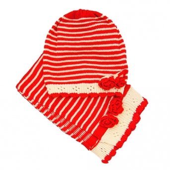 Комплект Чудо-Кроха вязаный, шапка+шарф, 100% акрил, для девочки