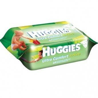 Салфетки влажные HUGGIES Ultra Comfort ALOE в мягкой упаковке 64шт.