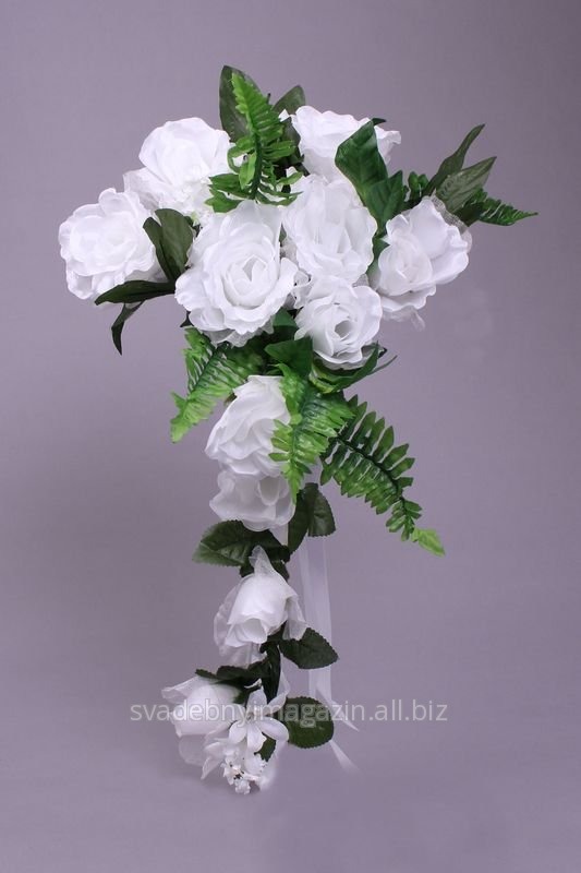 Букет висящий, белый (роза текстиль) 72-FL16/60-10