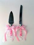 Нож и лопатка для торта, набор, розовый 15-CK02/99-46