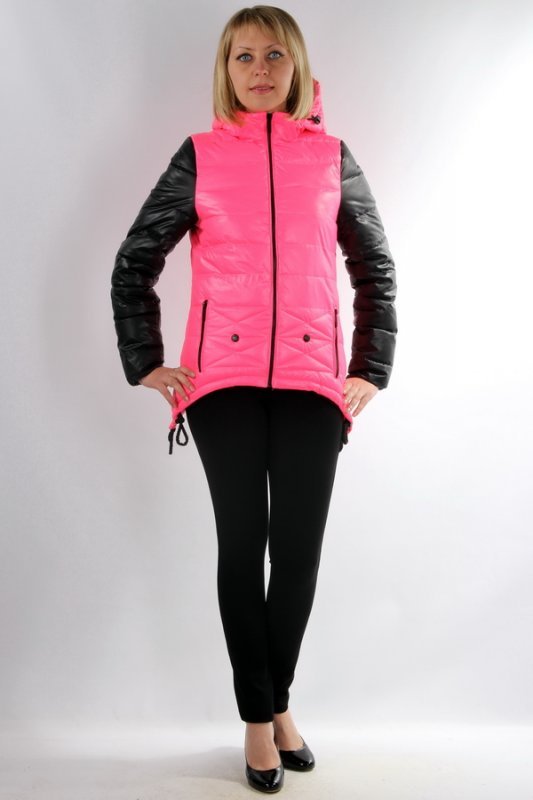 Куртка демисезонная плащевка розовый с черным c-5130