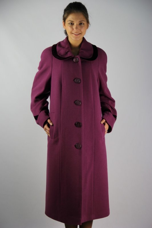 Пальто демисезонное кашемир фиолетовый p-0574