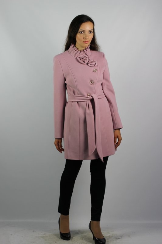 Пальто демисезонное кашемир розовый p-0349