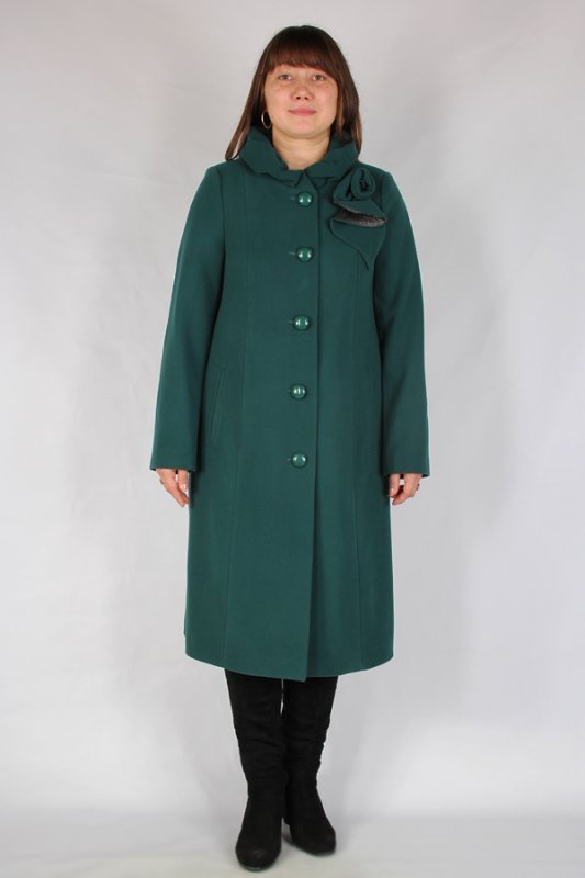 Пальто демисезонное кашемир  темно-зеленый p-0872