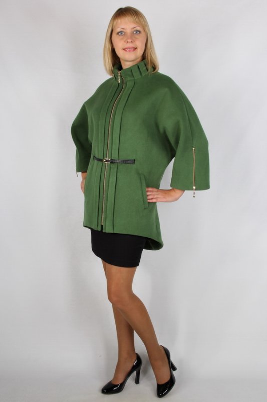 Пальто демисезонное кашемир зеленый p-7263
