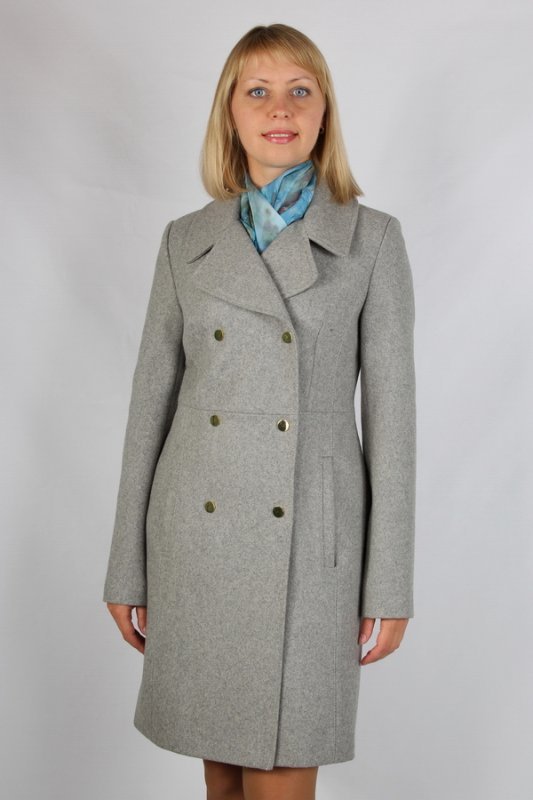 Пальто демисезонное сукно светло-серый p-7273