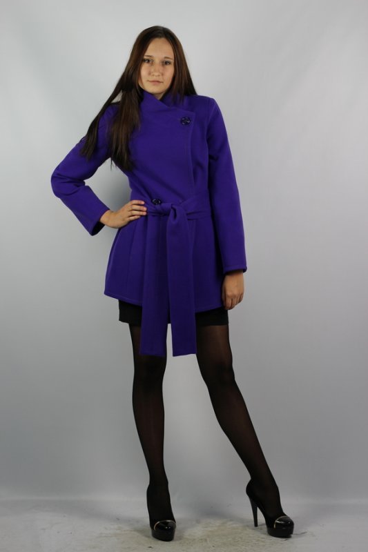 Пальто демисезонное кашемир фиолетовый p-0304