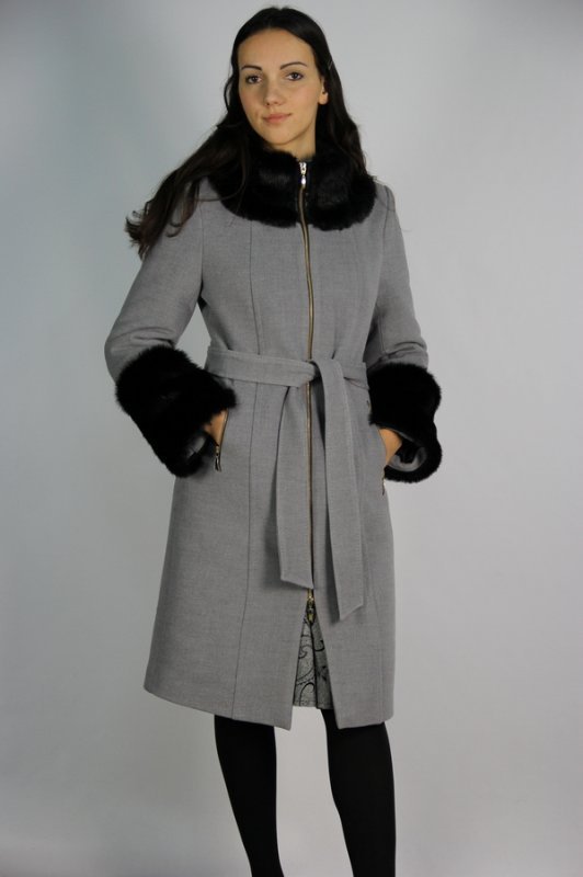 Пальто утепленное кашемир серый pu-5117