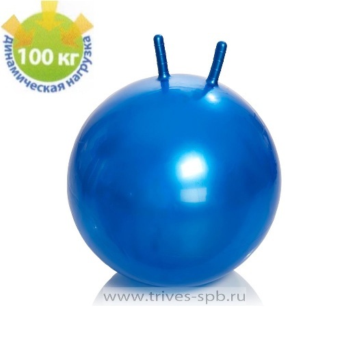 Мяч-фитбол детский с рожками в комплекте с насосом (синий), 65 см Тривес