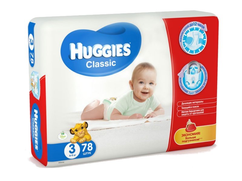 Подгузник Huggies Classic 3 4-9кг 78шт 260335412