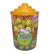 Карамель на палочке Toppy sour, фруктовое ассорти с кислой начинкой, 16гр*150шт*6 банок